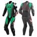 PSR Premium Quality Motorbike/Motorcycle Racing One Piece Leather Suit Black Green